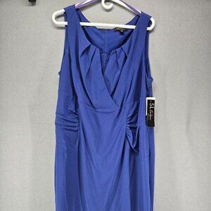 S.L.Fashions Women's Tuck Neck Sheath Dress, Peri/Blue, 20W, zip close, NWT